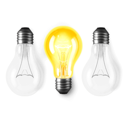 Три лампочки, одна из них горит