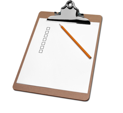 Планшет с чек-листом, рядом карандаш