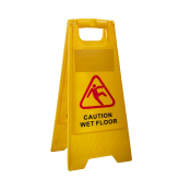 Жёлтая табличка-предупреждение о мокром полу