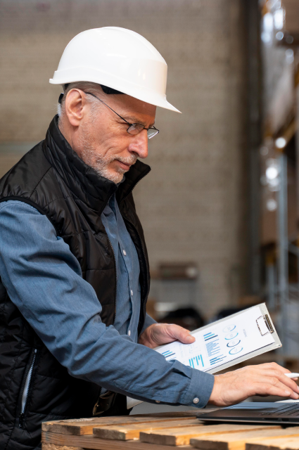 Мужчина держит планшет с графиком