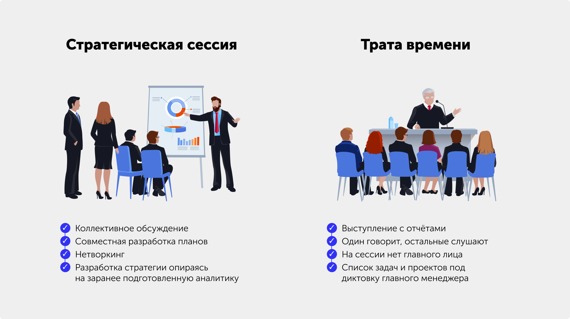 Иллюстрация — стратегическая сессия против траты времени